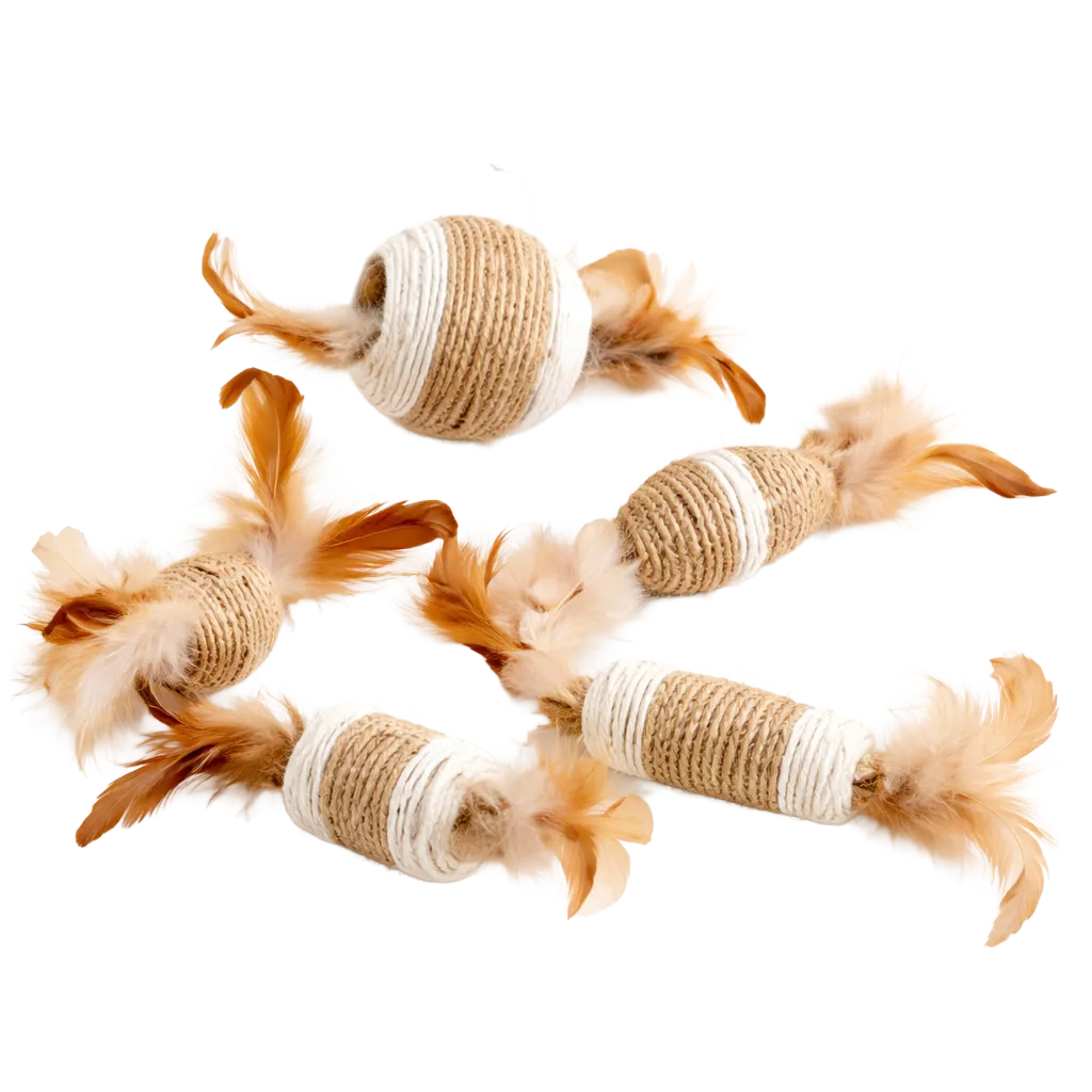 Ensemble de jouets d'intérieur pour chat en corde naturel - 5 pièces