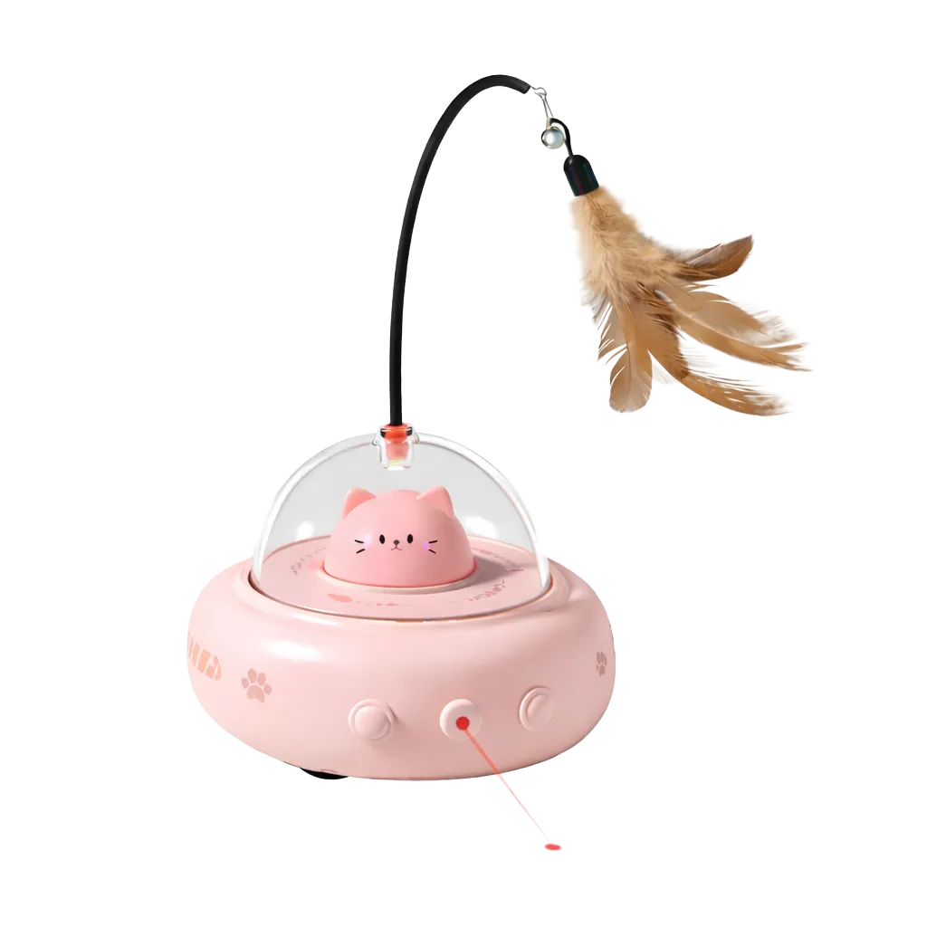 Interactive laser & feather play device