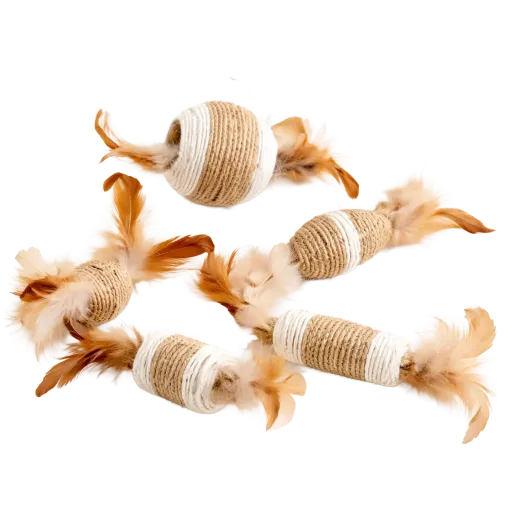 Ensemble de jouets d'intérieur pour chat en corde naturel - 5 pièces